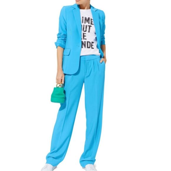 FRAME Malibu Blue One Button Blazer Jacket – Size 6 – Vibrant Turquoise Workwear - Picture 1 of 11
